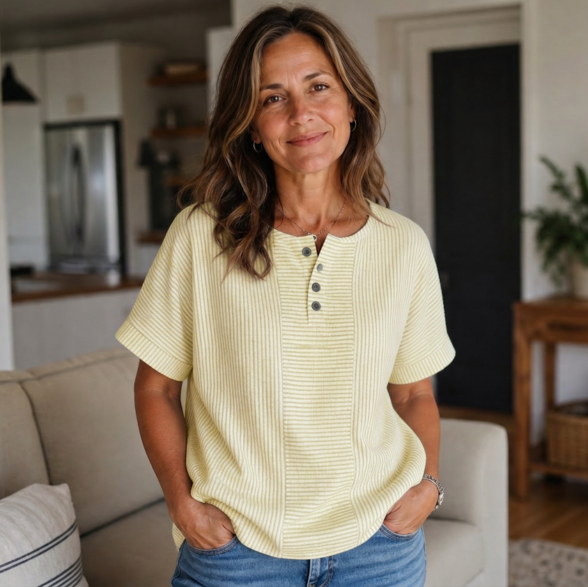 Teodora Filippelli™ Casual Striped Henley for Effortless Outfits