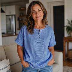Teodora Filippelli™ Casual Striped Henley for Effortless Outfits