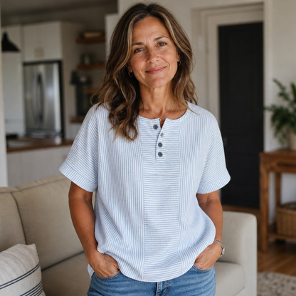 Teodora Filippelli™ Casual Striped Henley for Effortless Outfits