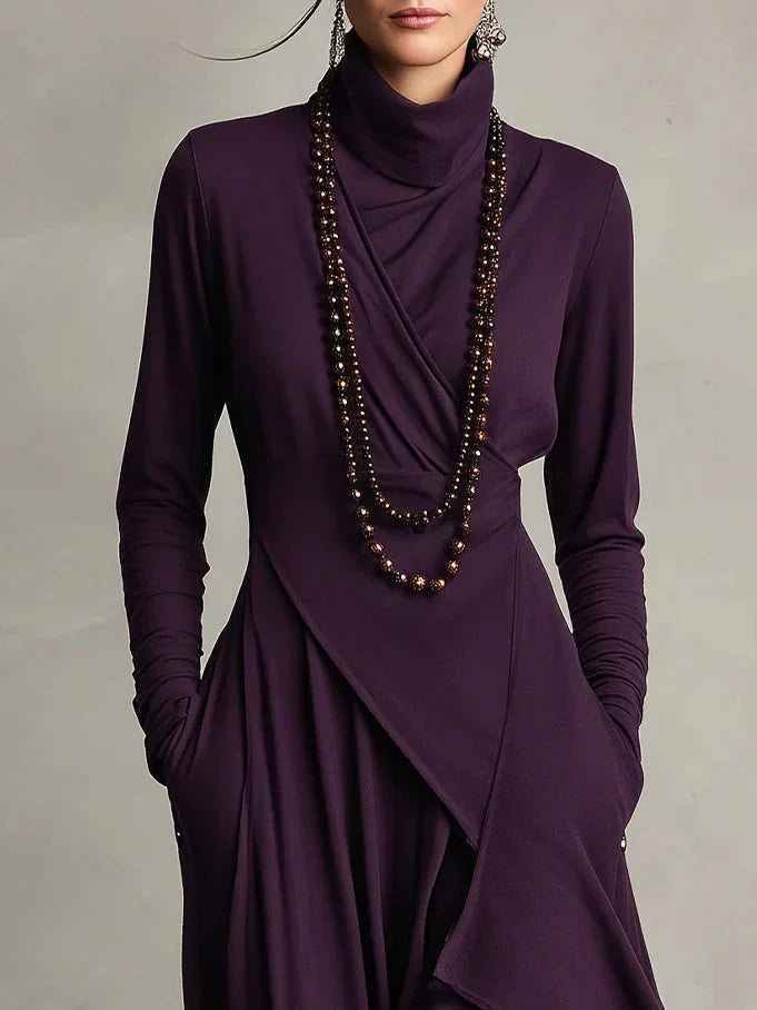 Teodora Solinas™ Elegant Turtleneck Dress for All Day Comfort