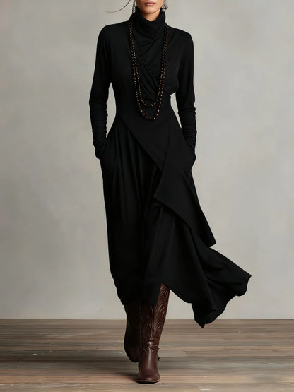 Teodora Solinas™ Elegant Turtleneck Dress for All Day Comfort