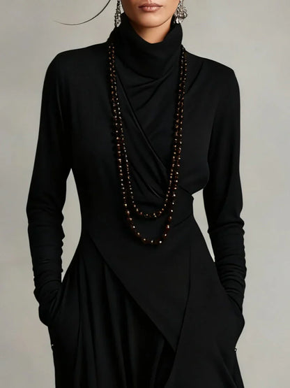 Teodora Solinas™ Elegant Turtleneck Dress for All Day Comfort