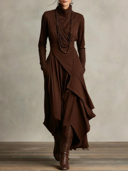 Teodora Solinas™ Elegant Turtleneck Dress for All Day Comfort