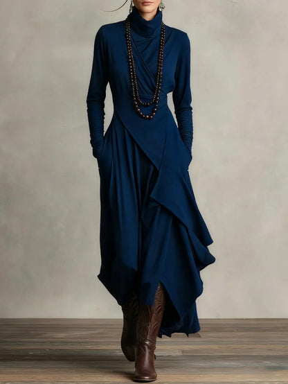 Teodora Solinas™ Elegant Turtleneck Dress for All Day Comfort