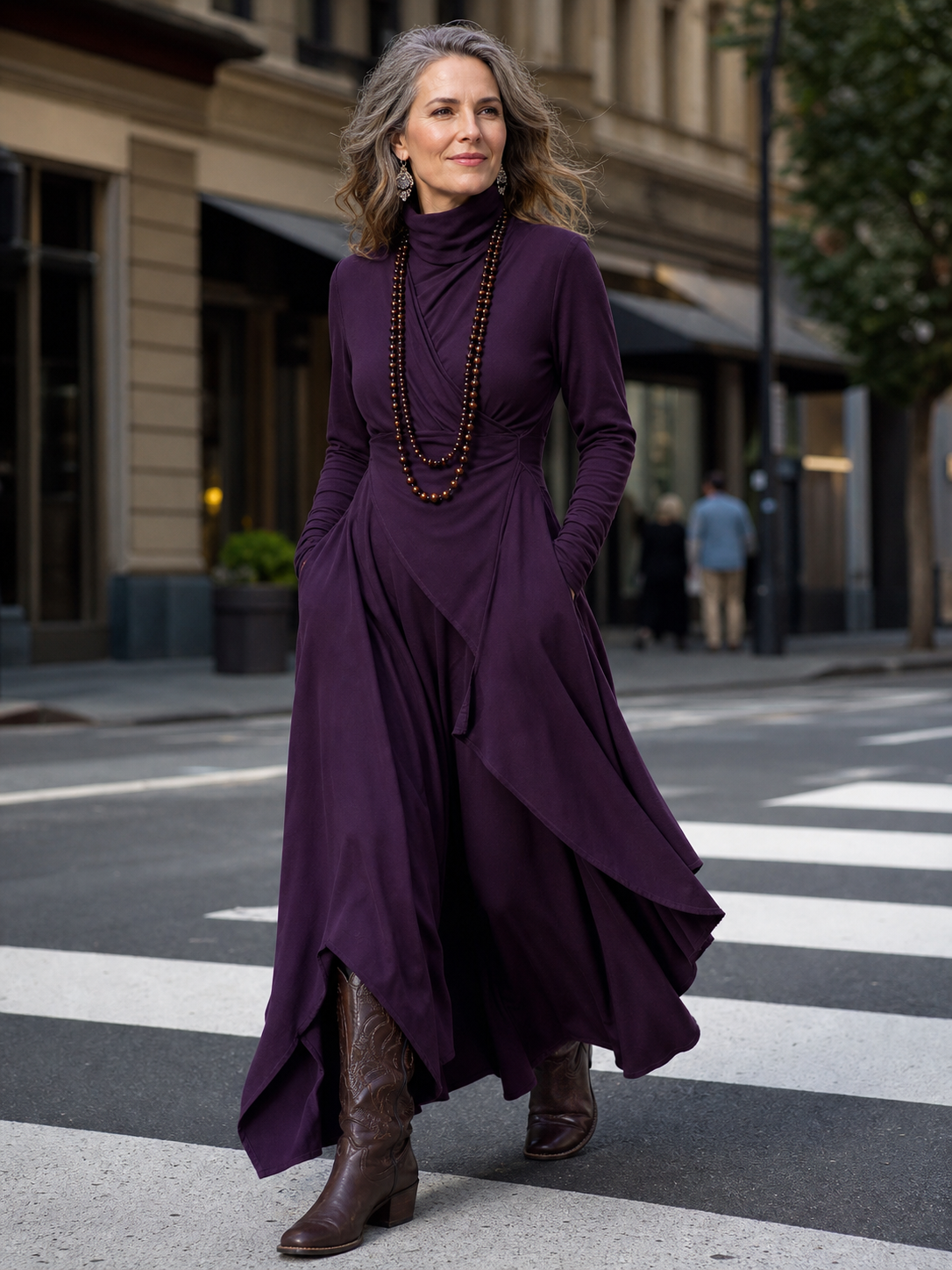 Teodora Solinas™ Elegant Turtleneck Dress for All Day Comfort