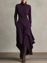Teodora Solinas™ Elegant Turtleneck Dress for All Day Comfort