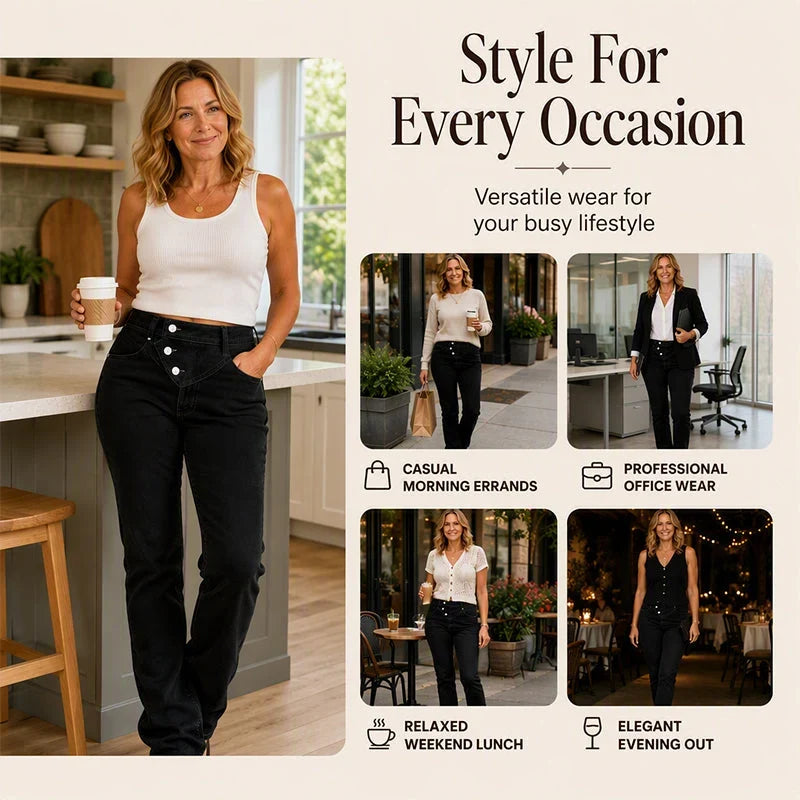 Teresina Cifariello™ High-Waisted Crossover Jeans for a Slimming Silhouette