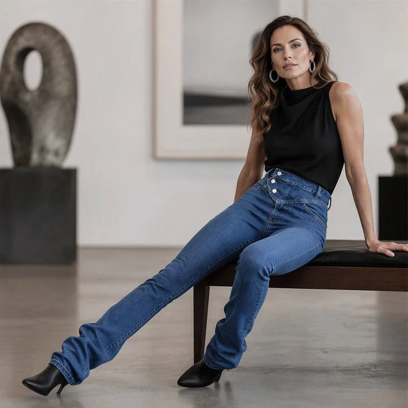 Teresina Cifariello™ High-Waisted Crossover Jeans for a Slimming Silhouette