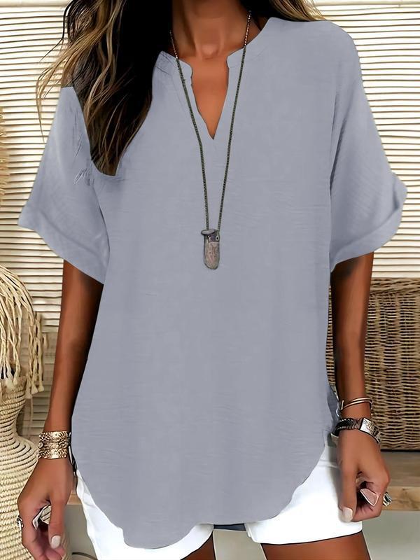 Tosca Floriani Breathable Cotton Top - main front view of solid short-sleeve top