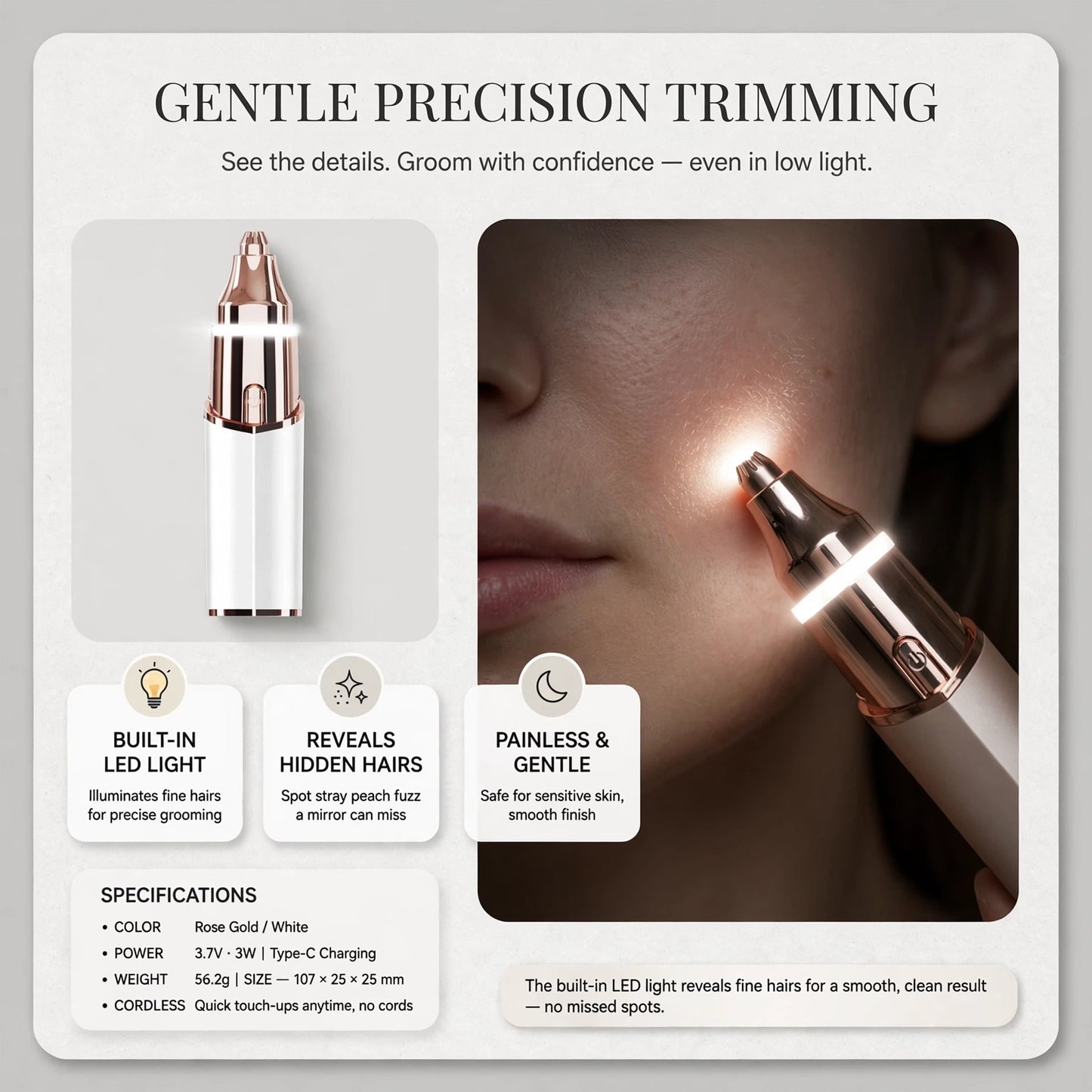 The Trimly Stick™ Gentle Facial Trimmer for Smooth Skin