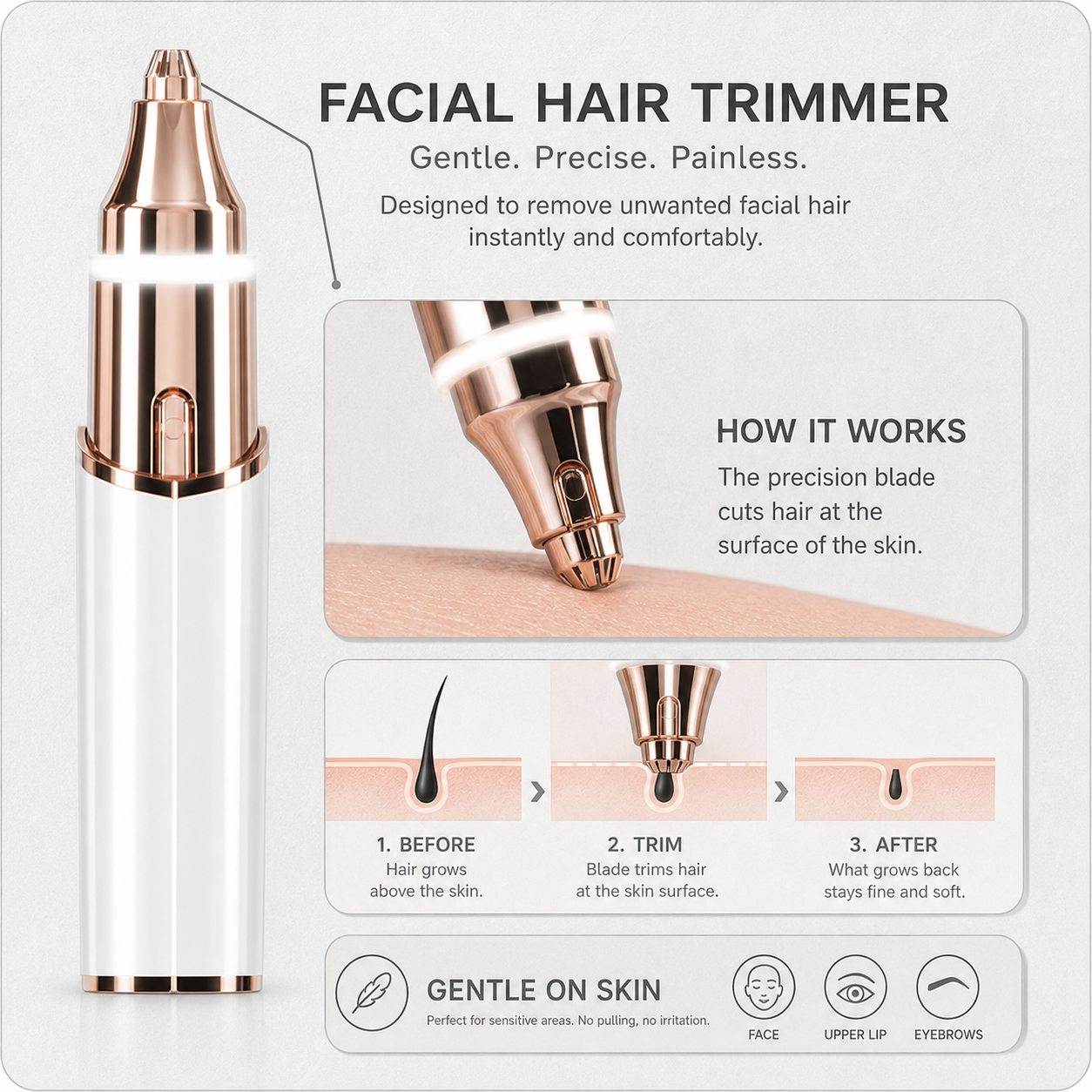 The Trimly Stick™ Gentle Facial Trimmer for Smooth Skin