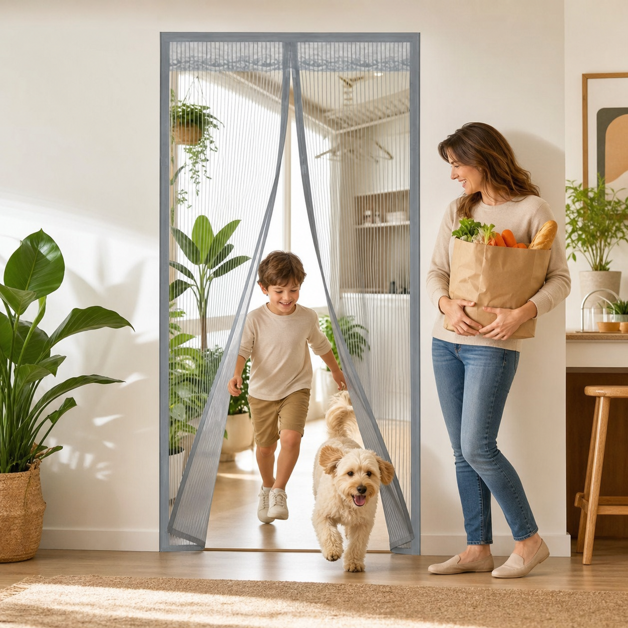 TrioGuard™ Hands-Free Screen Door for Breathable, Bug-Free Rooms