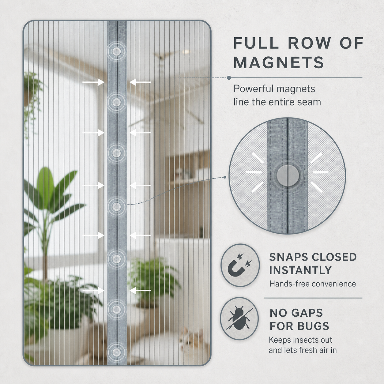 TrioGuard™ Hands-Free Screen Door for Breathable, Bug-Free Rooms