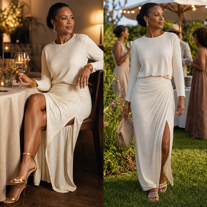 Ugolina Avellino™ Elegant Draped Maxi Dress for Slim Silhouette