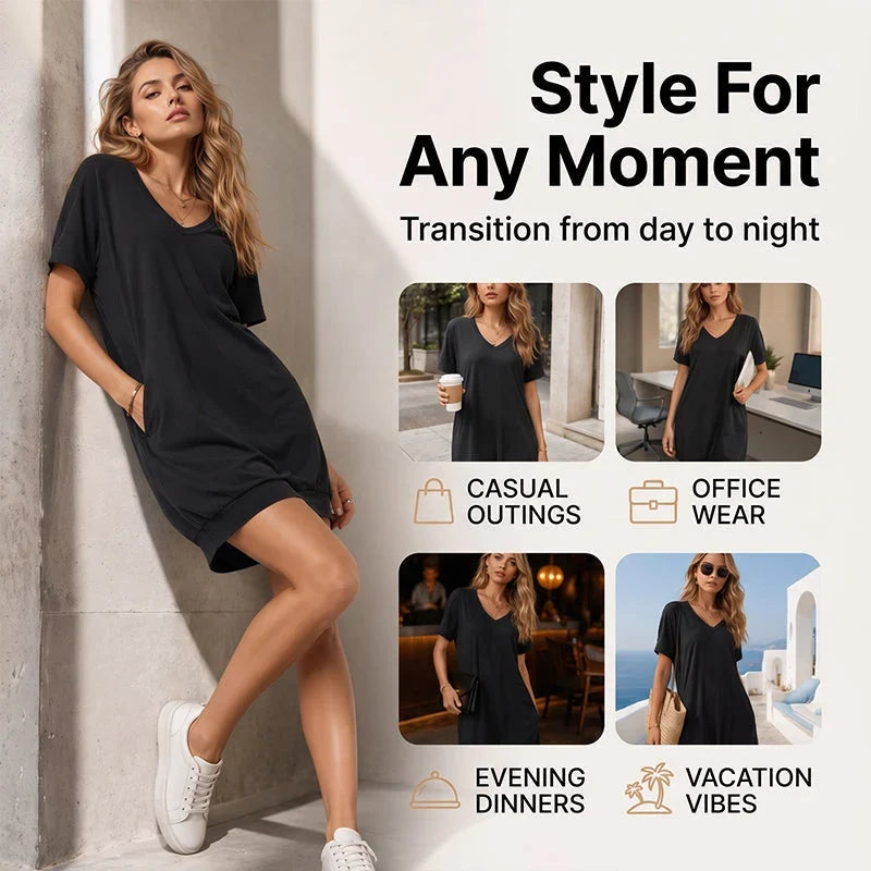 Ugolina Baldovini™ Flattering V-Neck Dress for Everyday Comfort