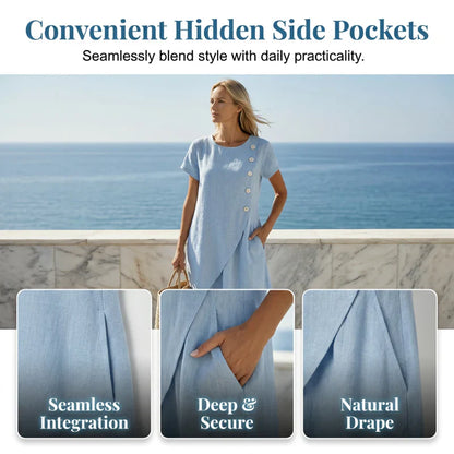 Ugolina Sangermano™ Elegant Round Neck Dress for Warm Days