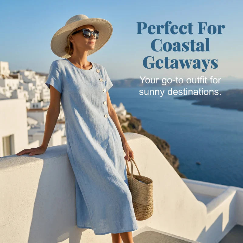 Ugolina Sangermano™ Elegant Round Neck Dress for Warm Days