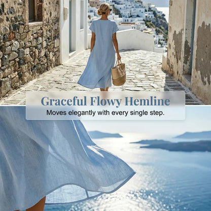 Ugolina Sangermano™ Elegant Round Neck Dress for Warm Days