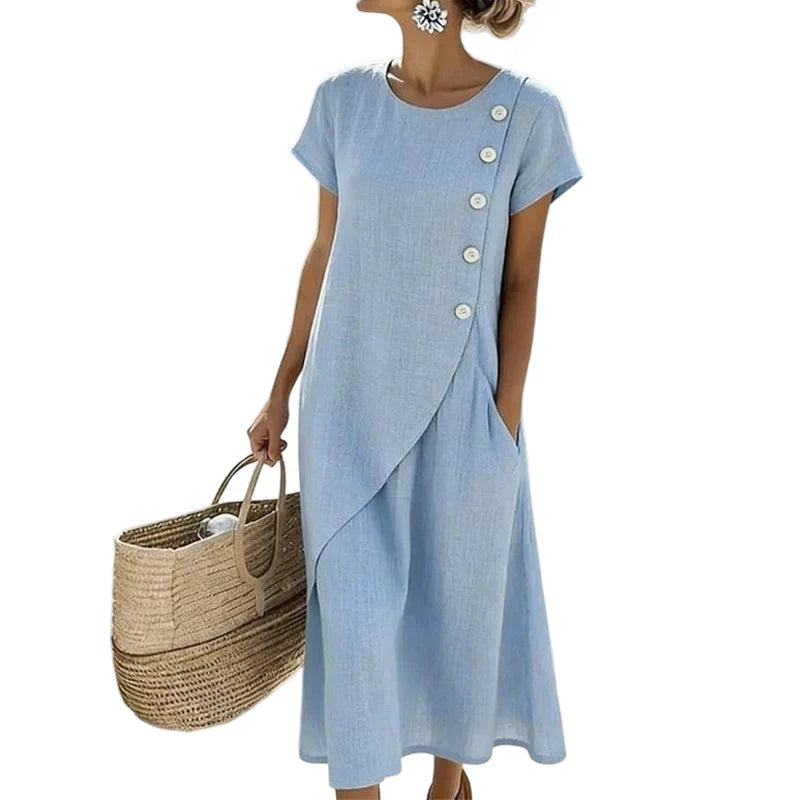 Ugolina Sangermano™ Elegant Round Neck Dress for Warm Days