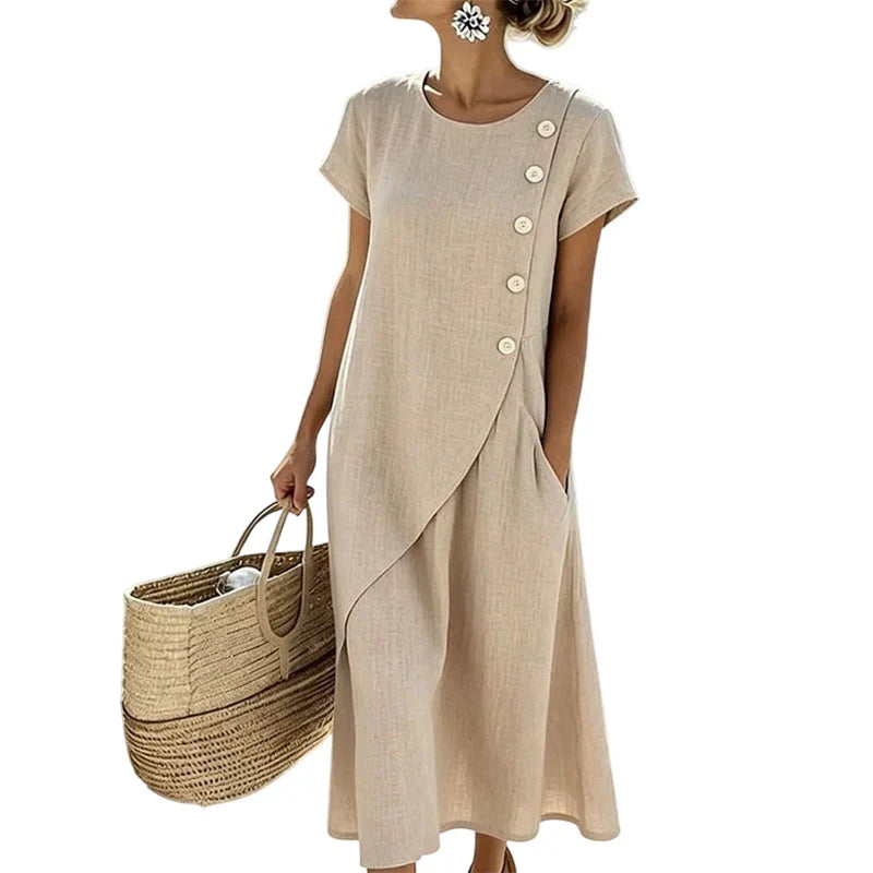 Ugolina Sangermano™ Elegant Round Neck Dress for Warm Days