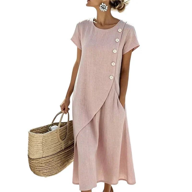 Ugolina Sangermano™ Elegant Round Neck Dress for Warm Days
