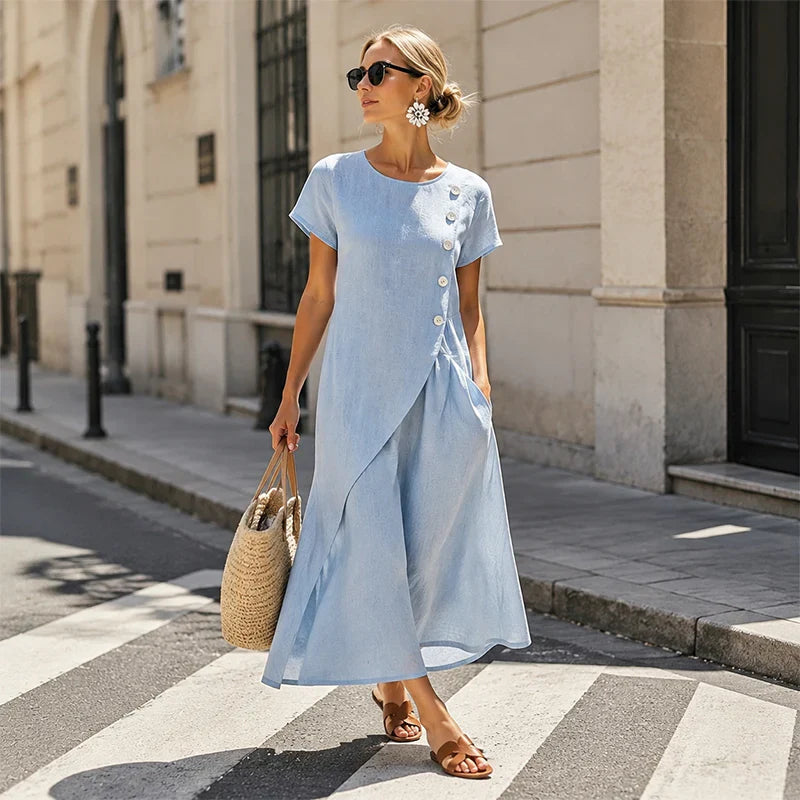 Ugolina Sangermano™ Elegant Round Neck Dress for Warm Days