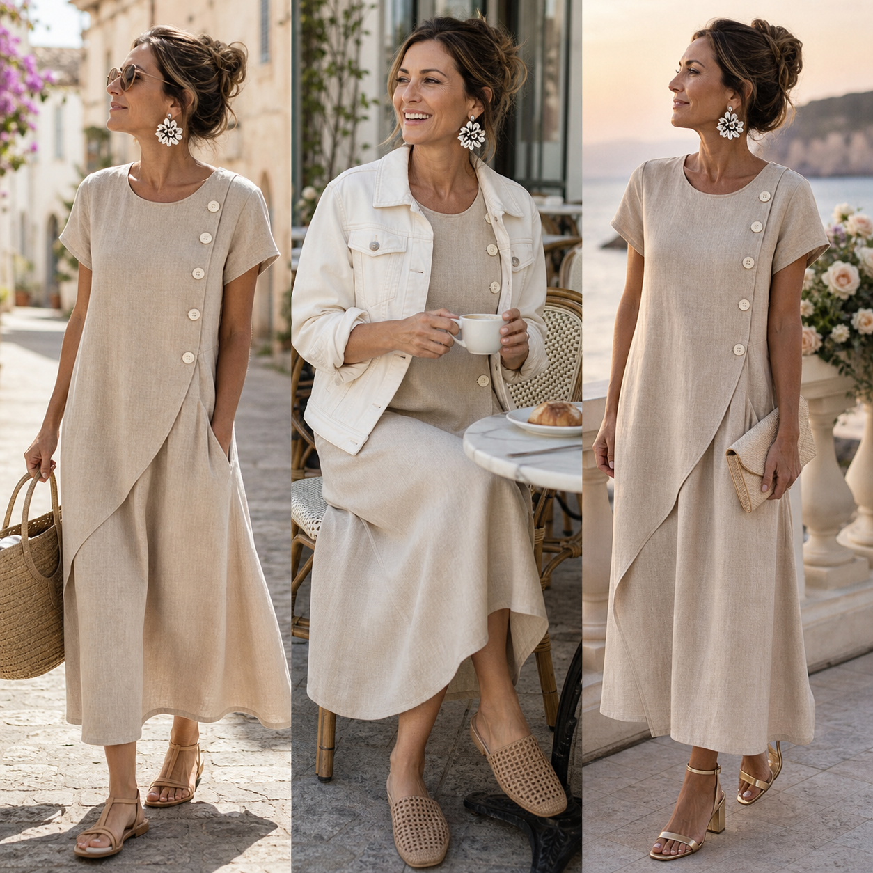 Ugolina Sangermano™ Elegant Round Neck Dress for Warm Days