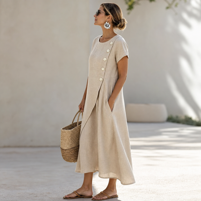 Ugolina Sangermano™ Elegant Round Neck Dress for Warm Days