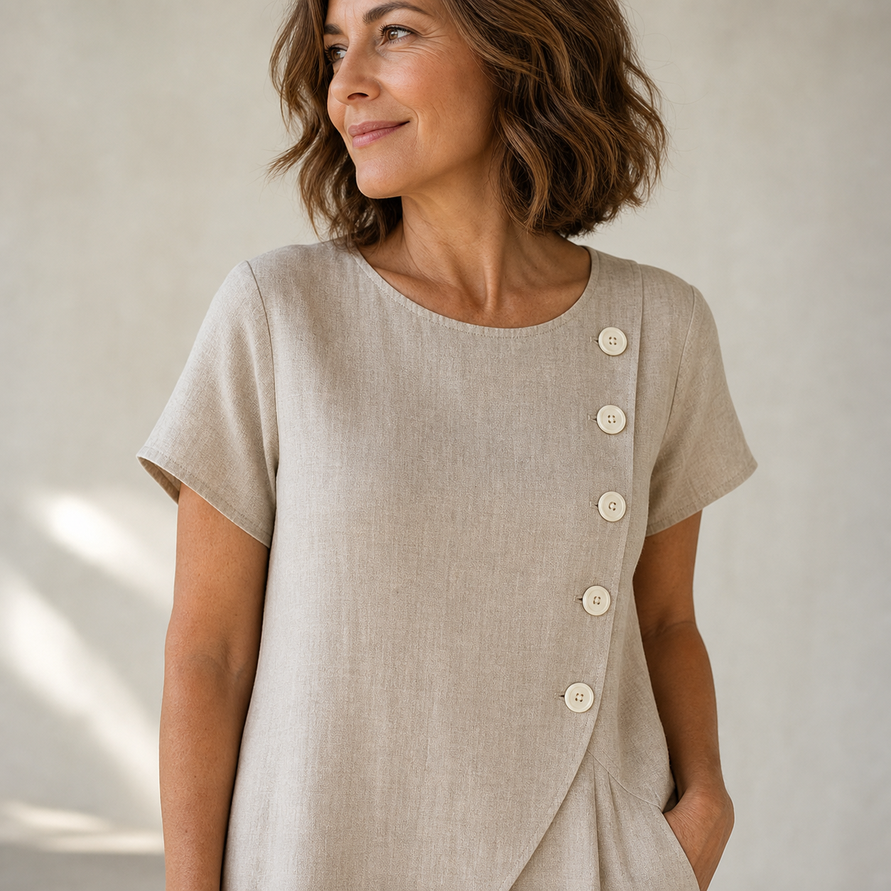 Ugolina Sangermano™ Elegant Round Neck Dress for Warm Days