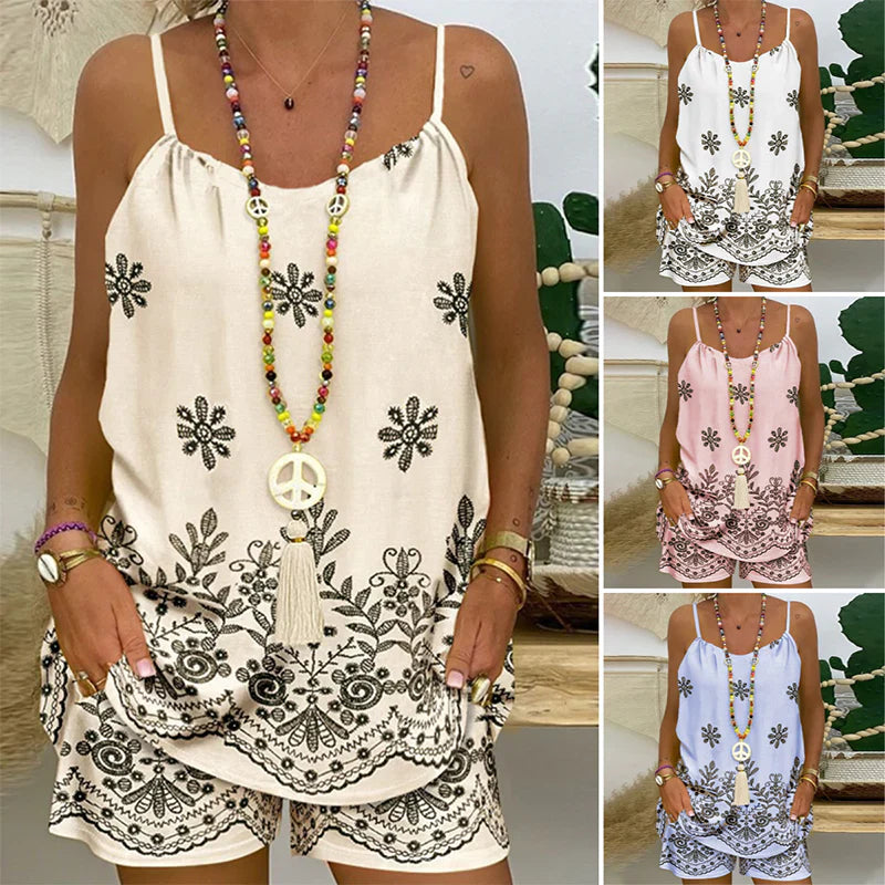 Uliva Women's Print Spaghetti Strap Camisole & Shorts Set - main front product view