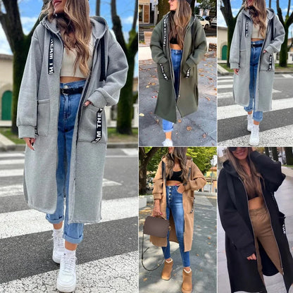 Umberta Recalcati™ Cozy Longline Hoodie Jacket for Everyday Layering