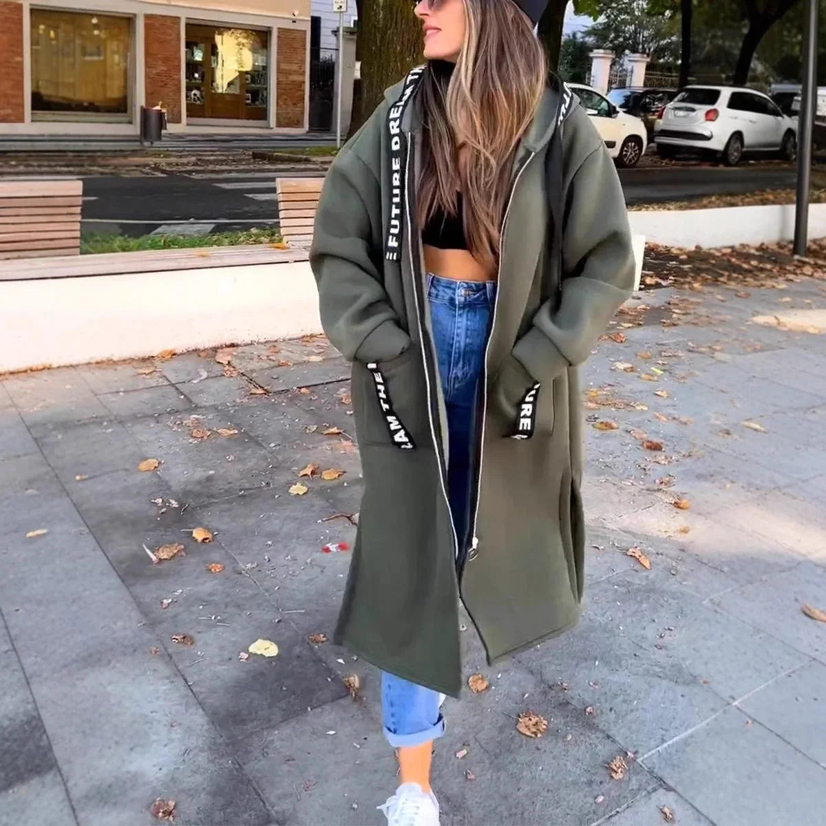 Umberta Recalcati™ Cozy Longline Hoodie Jacket for Everyday Layering