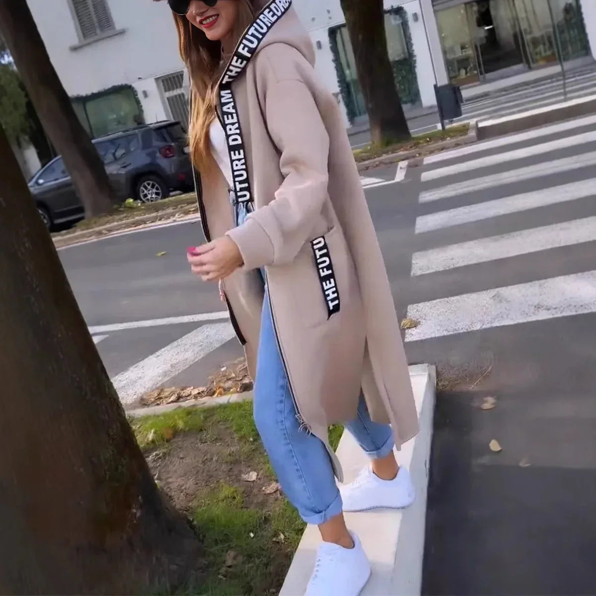 Umberta Recalcati™ Cozy Longline Hoodie Jacket for Everyday Layering