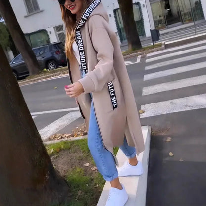 Umberta Recalcati™ Cozy Longline Hoodie Jacket for Everyday Layering