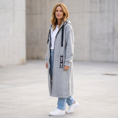 Umberta Recalcati™ Cozy Longline Hoodie Jacket for Everyday Layering