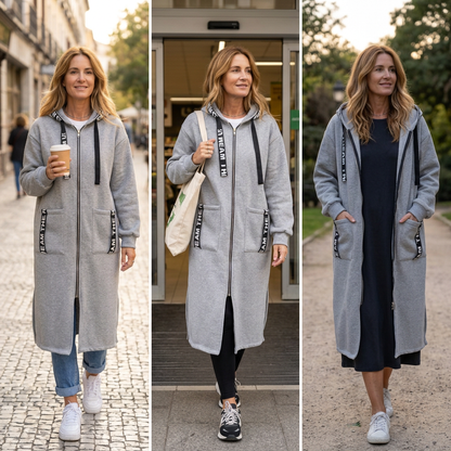 Umberta Recalcati™ Cozy Longline Hoodie Jacket for Everyday Layering