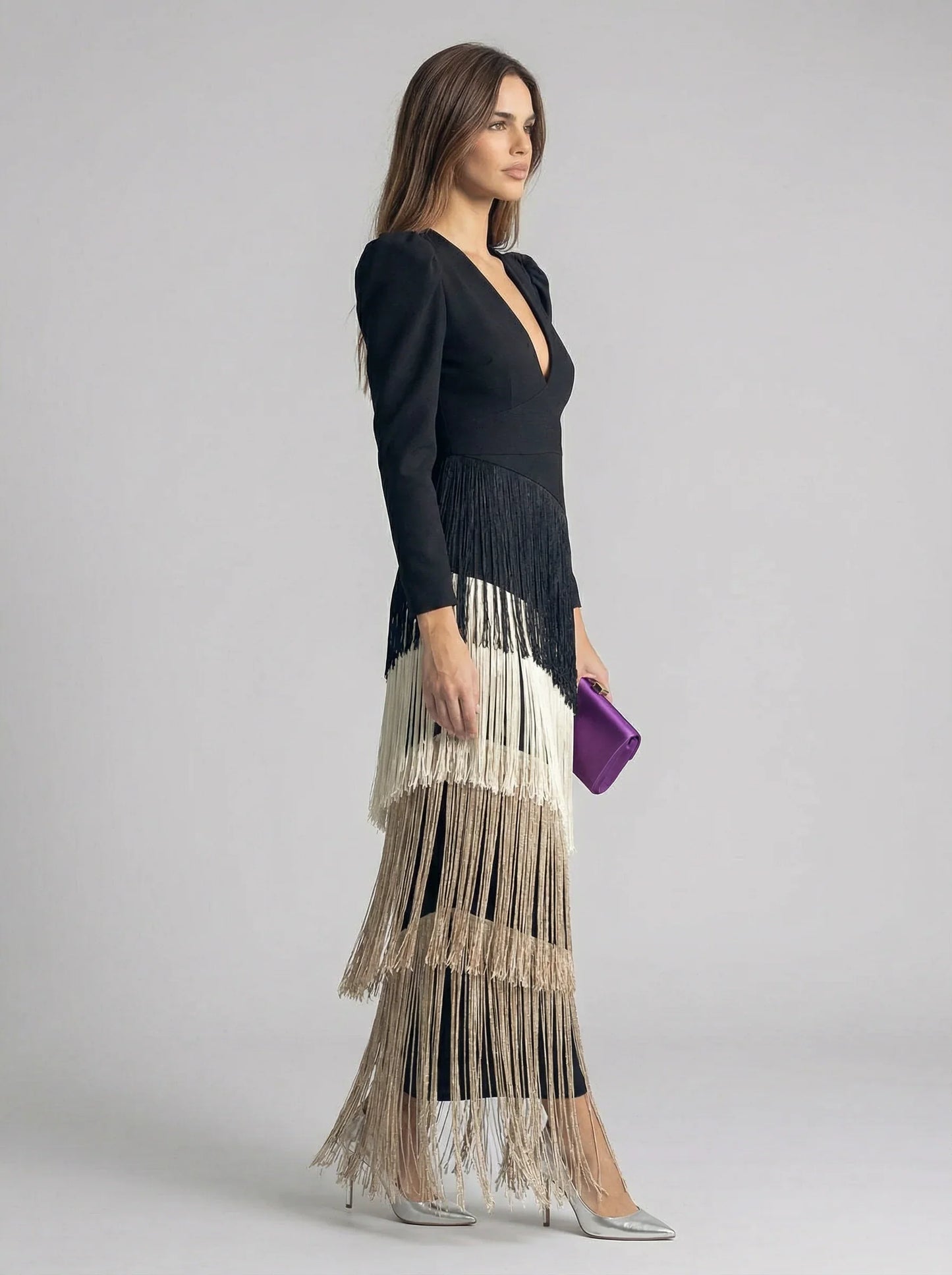 Ursola Abbondanza™ Elegant Fringed Midi Dress for Dressy Occasions
