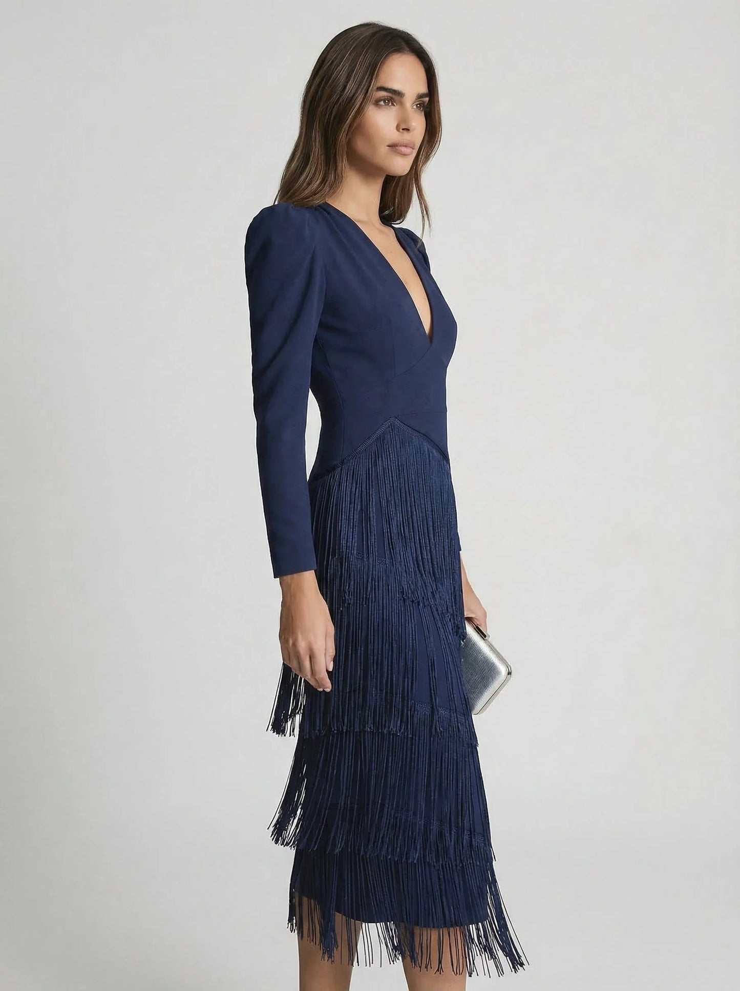 Ursola Abbondanza™ Elegant Fringed Midi Dress for Dressy Occasions