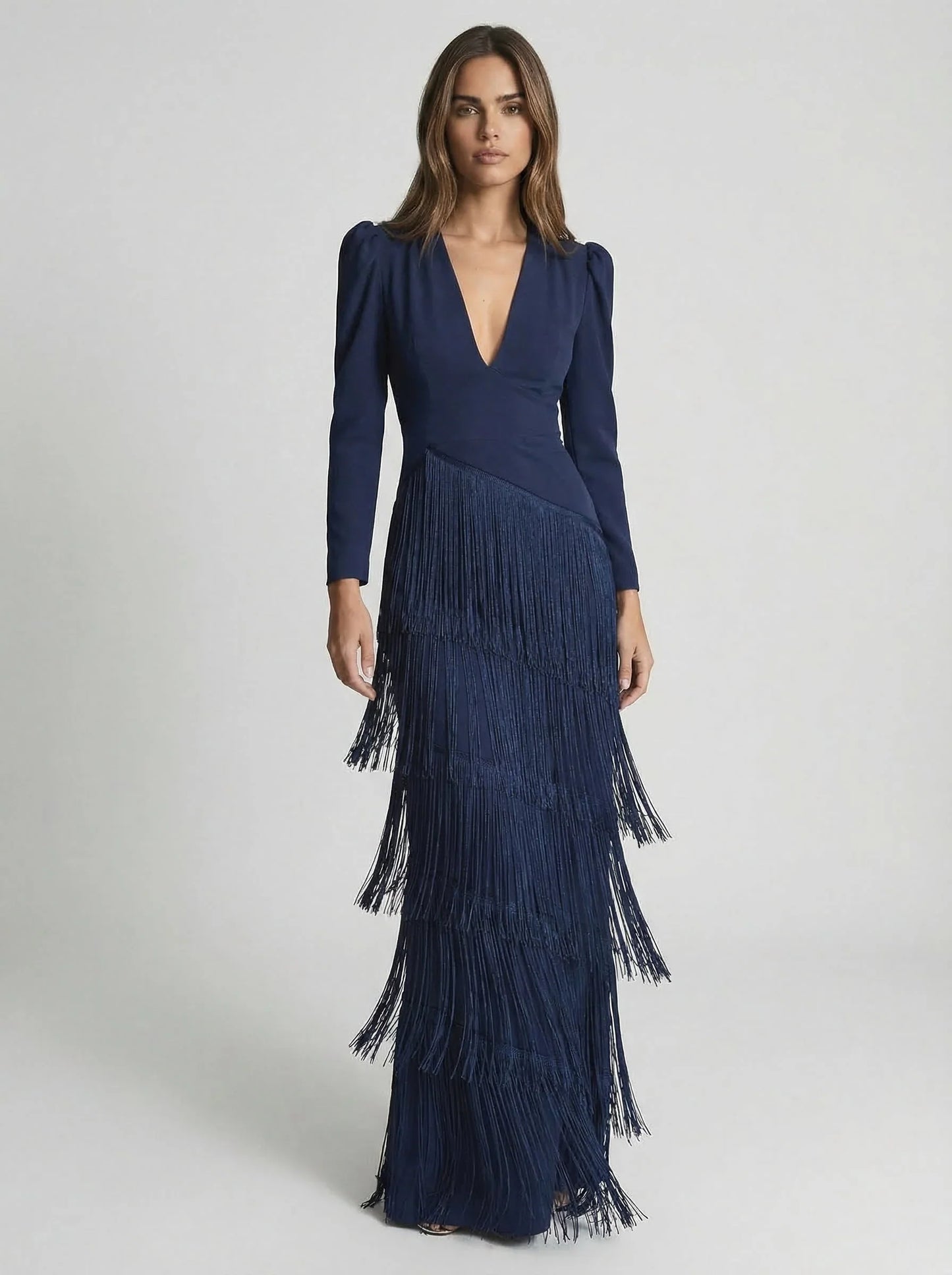Ursola Abbondanza™ Elegant Fringed Midi Dress for Dressy Occasions