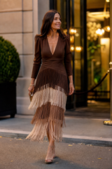 Ursola Abbondanza™ Elegant Fringed Midi Dress for Dressy Occasions