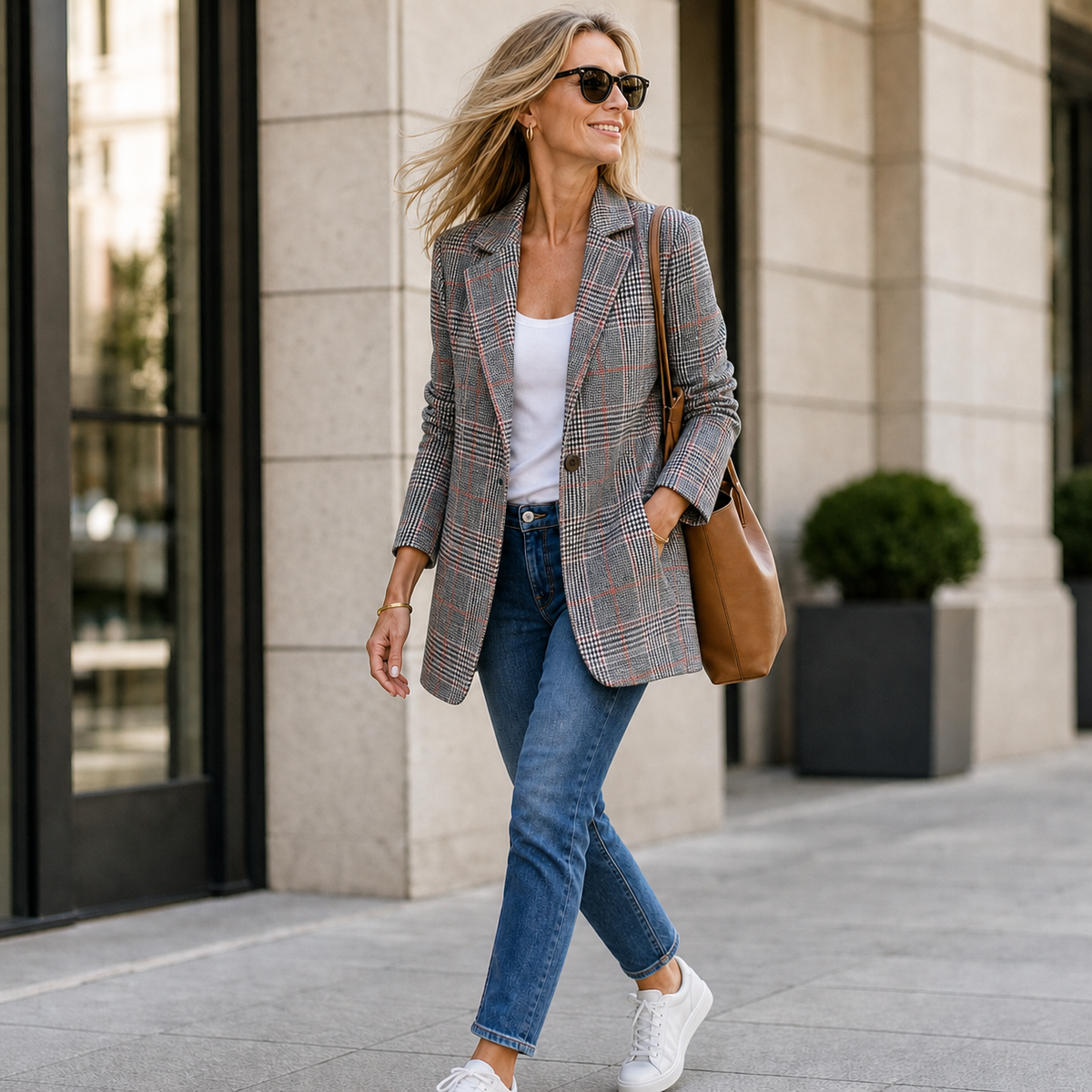 Ursola Bollani™ Tailored Plaid Blazer for Effortless Layering