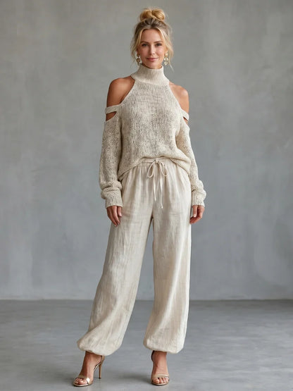 Valentina Baccelli™ Off-Shoulder Cutout Sweater for Effortless Style