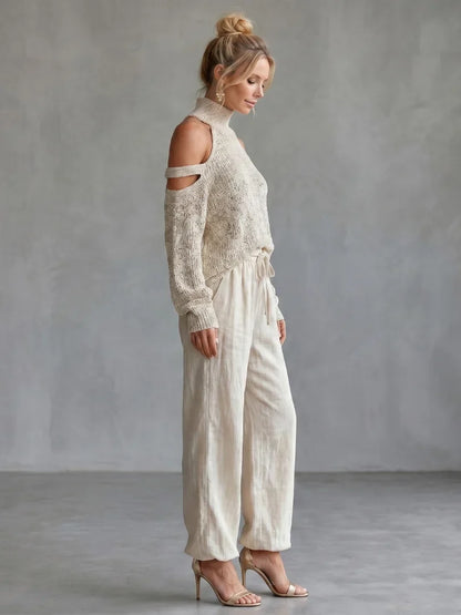 Valentina Baccelli™ Off-Shoulder Cutout Sweater for Effortless Style