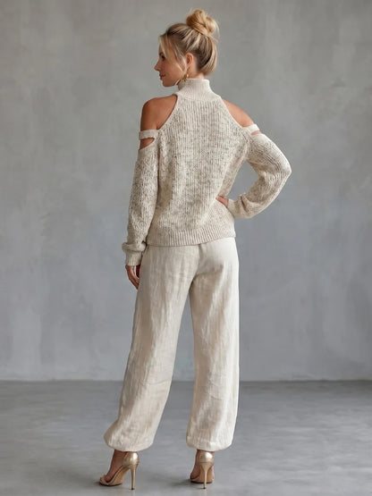 Valentina Baccelli™ Off-Shoulder Cutout Sweater for Effortless Style