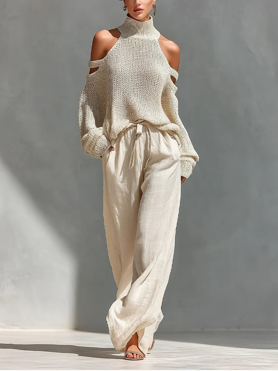 Valentina Baccelli™ Off-Shoulder Cutout Sweater for Effortless Style