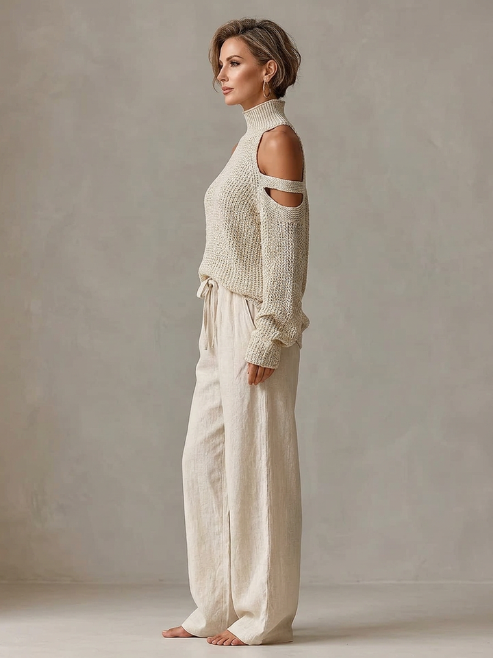 Valentina Baccelli™ Off-Shoulder Cutout Sweater for Effortless Style