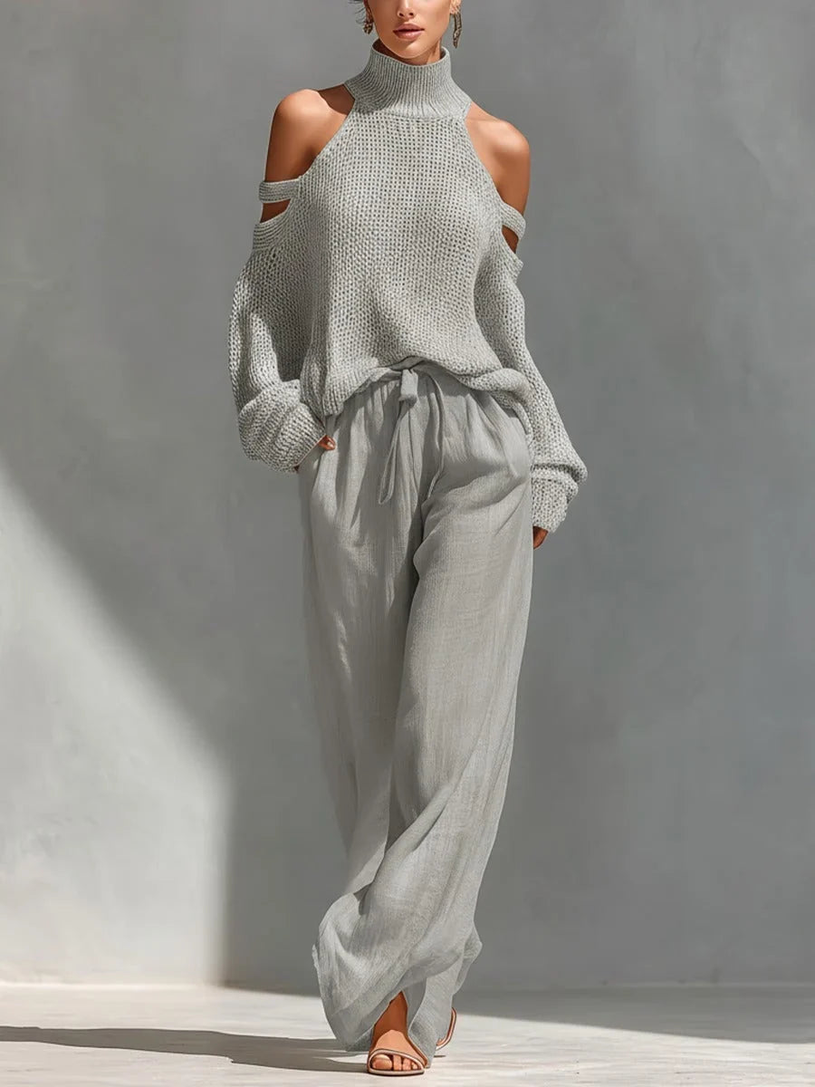 Valentina Baccelli™ Off-Shoulder Cutout Sweater for Effortless Style