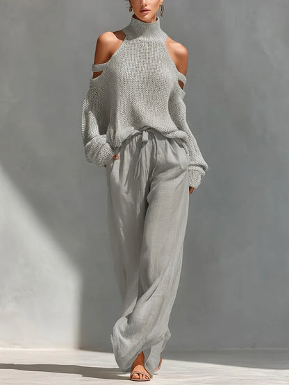 Valentina Baccelli™ Off-Shoulder Cutout Sweater for Effortless Style