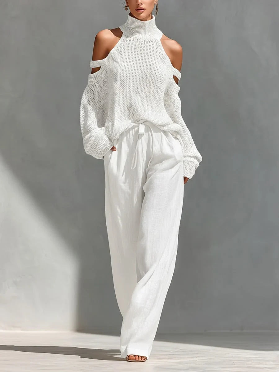 Valentina Baccelli™ Off-Shoulder Cutout Sweater for Effortless Style