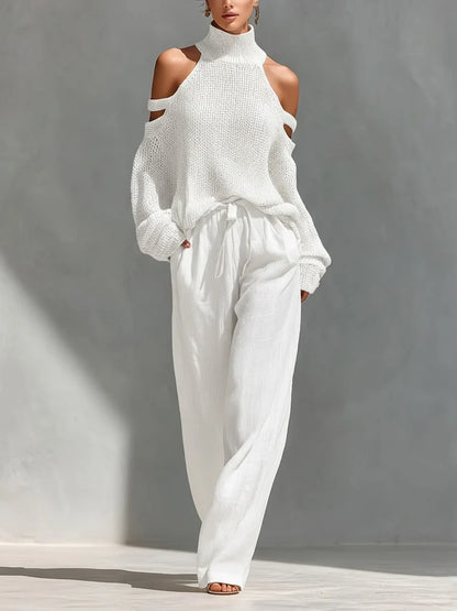 Valentina Baccelli™ Off-Shoulder Cutout Sweater for Effortless Style